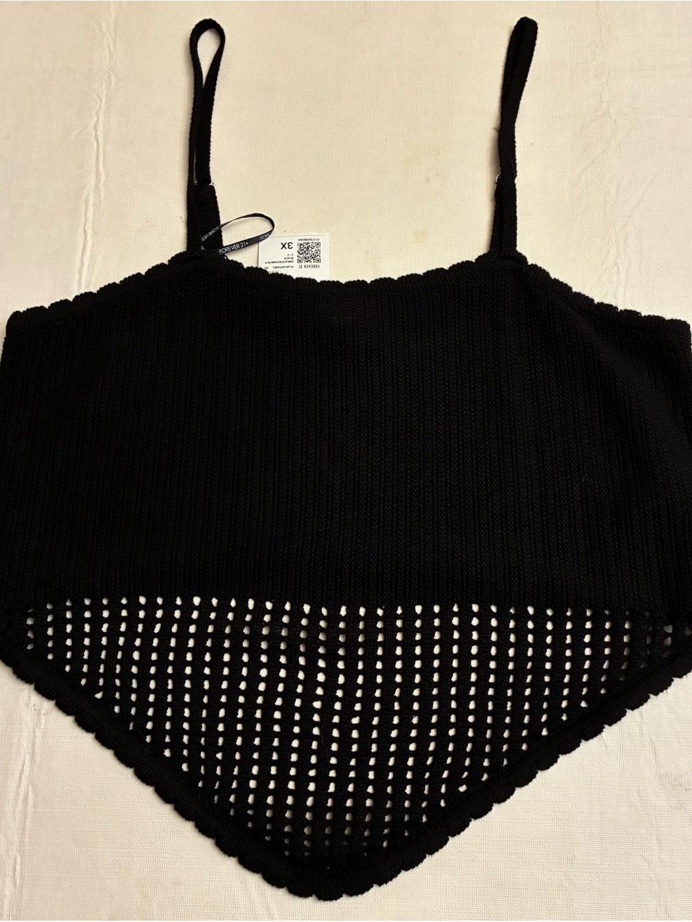 Forever 21 Black Crochet Handkerchief Hem Crop Top